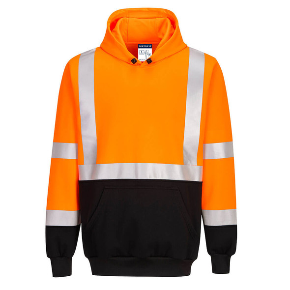 PortWest Two-Tone Hooded Sweatshirt - Orange Black UB324
